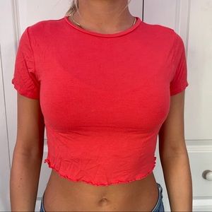 Red/Coral Cropped T shirt